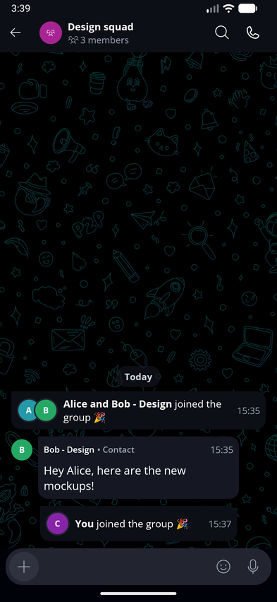 Contact Book π Β· Mobile In a group, messages from a contact with an alias show your alias as the sender name.
